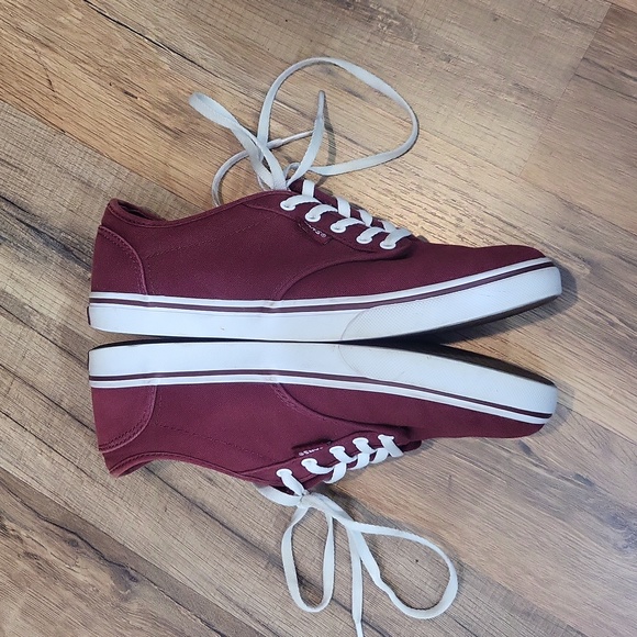 VANS Off the Wall Burgandy Red Lace Up Tennis Shoe Sneaker - Picture 4 of 11